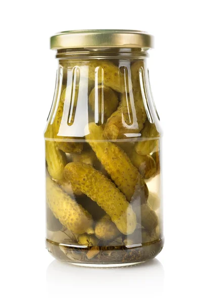 Cucumbers in a glass jar — Stock Image Cucumbers in a glass jar Stock Picture