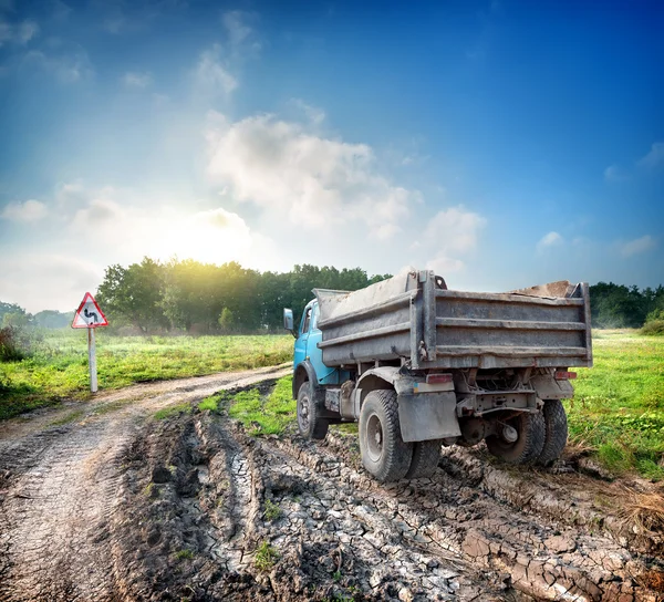Truck on a country road — Stock Photo, Image