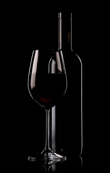 Glas und Flasche Wein — Stockfoto