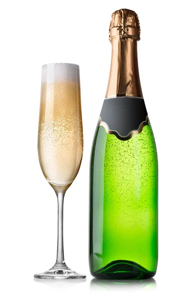 Bottle and glass of champagne — Stock Photo, Image