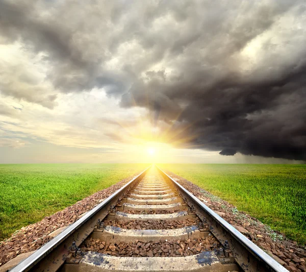 Railroad and clouds — Stock Photo, Image