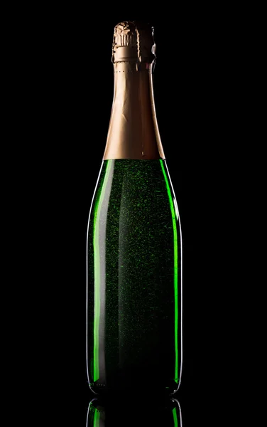 Zöld üveg pezsgő. — Stock Fotó