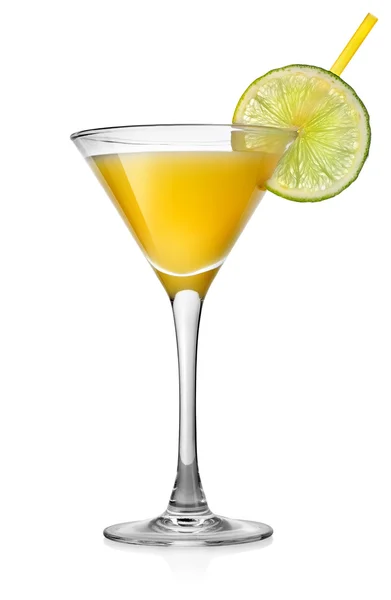 Yellow cocktail with lime — Stock Photo, Image