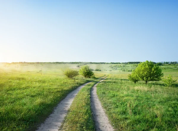 Strada e alba — Foto Stock