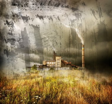 istasyon ve bulutlu gökyüzü