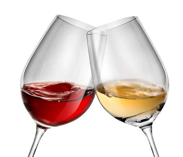 Перемещение вина в двух бокалах — стоковое фото