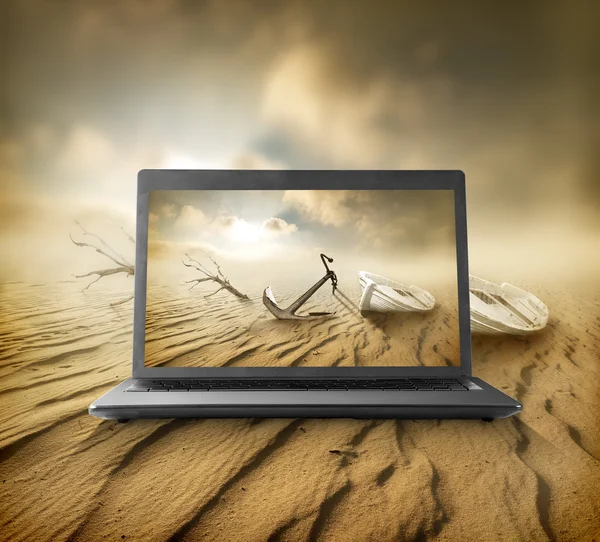 Desert on the monitor — Stock Photo, Image