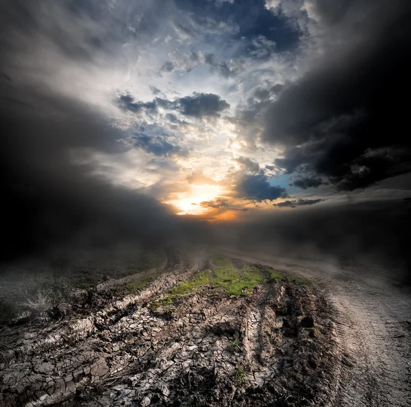 Mlha nad zemi silnici — Stock fotografie
