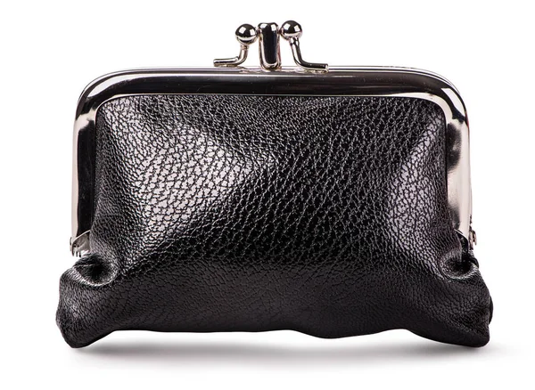 Black leather purse — Stock Photo, Image