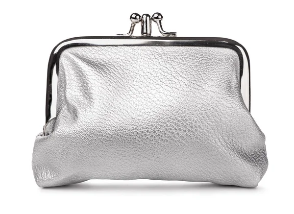 Silver leather purse — Stock Photo, Image