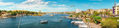 River Nile and boats at day in Aswan