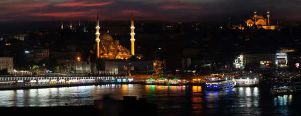 Panoráma Isztambul Éjjel Isztambul Törökország — Stock Fotó