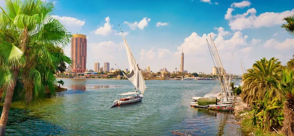 Wieża Telewizyjna Pobliżu Nilu Kairze Światło Słoneczne — Zdjęcie stockowe