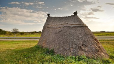 Neolithic prairie settlement clipart