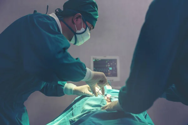 在一间精密的手术室里 一位亚洲医生正在做手术 — 图库照片