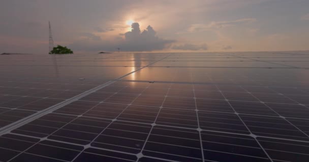 Современная Фотоэлектрическая Солнечная Батарея Видна Вблизи Солнечные Панели Возобновляемых Источников — стоковое видео