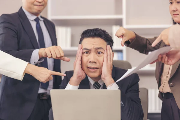 Employee Enraged Executive Pointing Out His Office Boos Your Fault — Stock Photo, Image