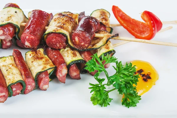 Saucisses bavaroises au ketchup — Photo