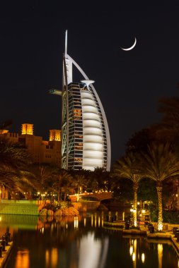 View of the hotel Burj Al Arab from Souk Madinat Jumeirah clipart