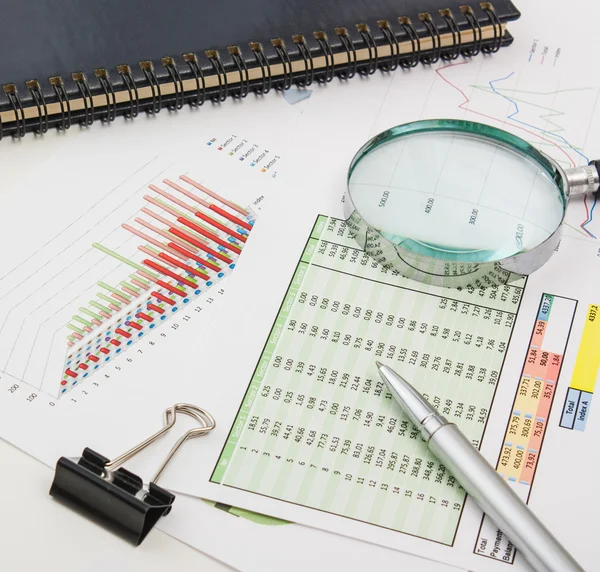 Diagram tabeller och dokument — Stockfoto