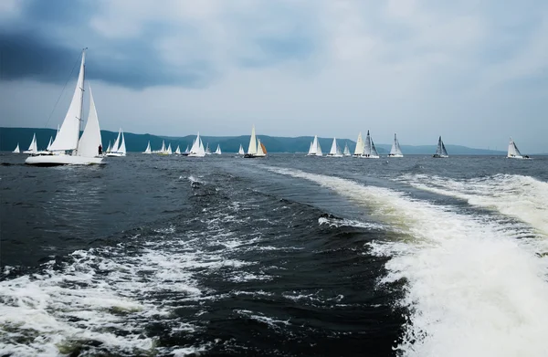 नौका नौका नौकायन में प्रतियोगिताओं में भाग लेती है — स्टॉक फ़ोटो, इमेज
