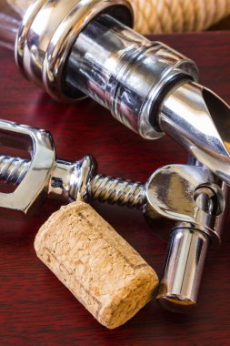The bottle with corkscrew and wine accessories clipart