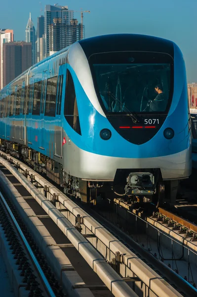 Dubai Metro. A view of the city from the subway car — Stock Photo, Image