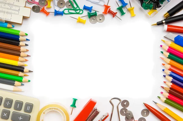 Calendário mensal com escritório e papelaria — Fotografia de Stock