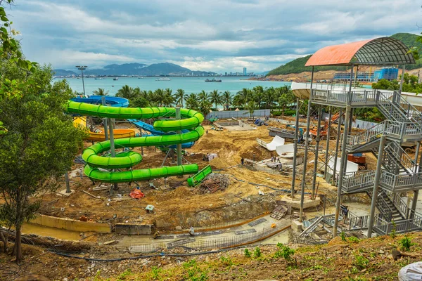 Будівництво Водяного Парку Острові Вінперл Поблизу Міста Нха Тран Єтнамі — стокове фото