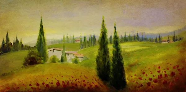 Vintage pintura da paisagem — Fotografia de Stock