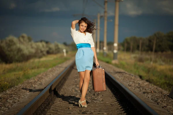 Kız genç moda çanta, demiryolları