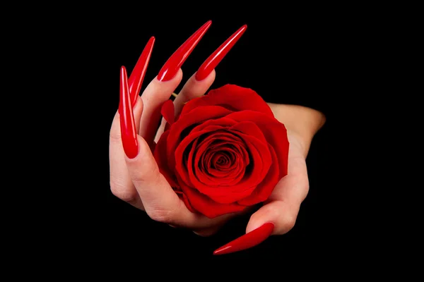 insan parmakları ile uzun tirnagi ve siyah izole güzel manikür