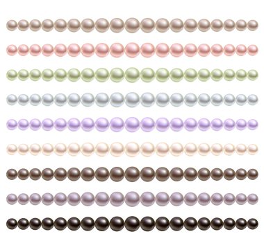 Pearls necklace of different colors. clipart