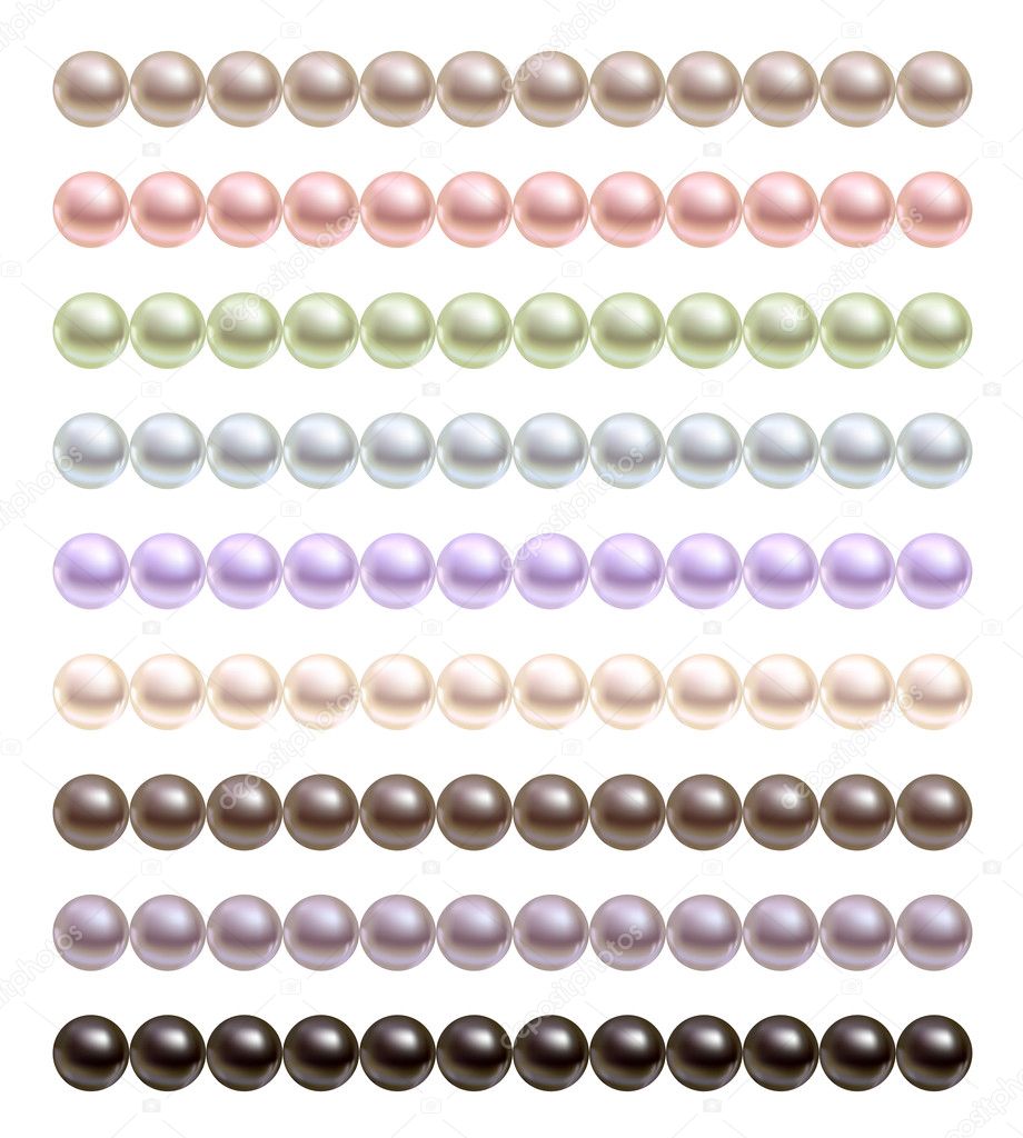 Pearls necklace of different colors