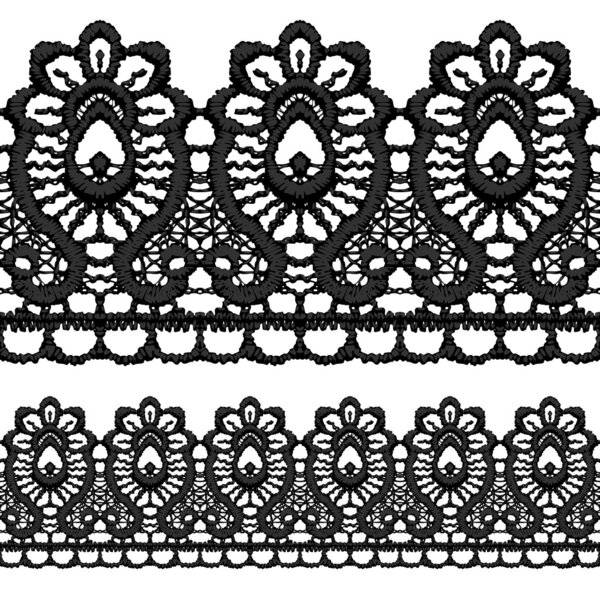 Black openwork lace seamless border.