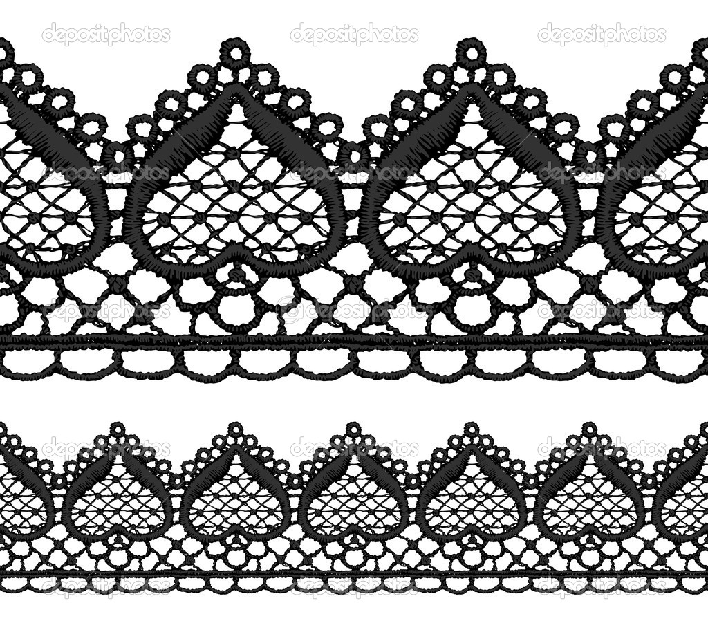 Black openwork lace seamless border.