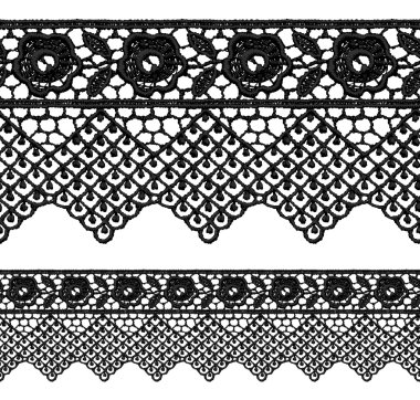 siyah Ajur dantel sorunsuz kenarlık.