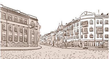 Antik Avrupa street tarafından taş döşeli blokları.