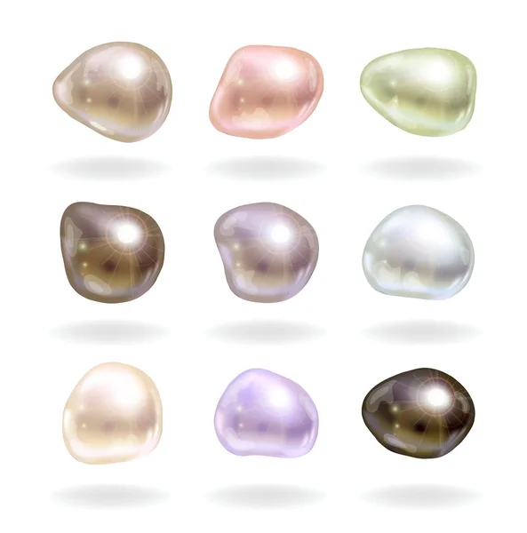 Natural not spherical multi-colored pearls. — Stock Vector