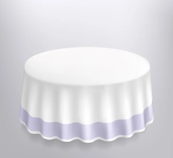 Mesa redonda con un paño blanco . — Vector de stock