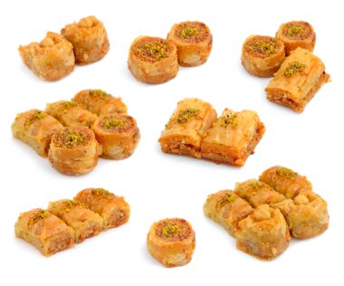 whitr arka planda izole Türk baklava.