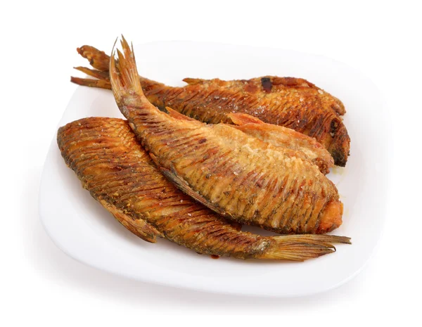 Peixe de rio frito com o corte atrás . Imagem De Stock