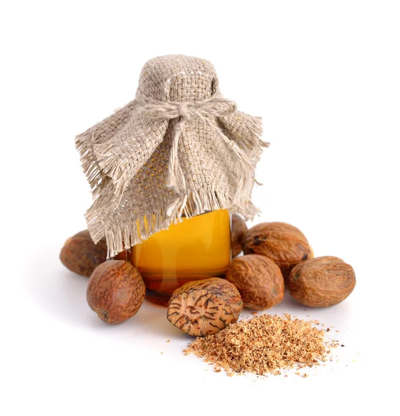 Nutmeg essential oil. — Stock Photo, Image