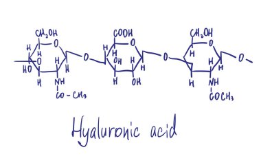 Hyaluronik asit kimyasal yapısı. Vektör illüstrasyonu El çizimi