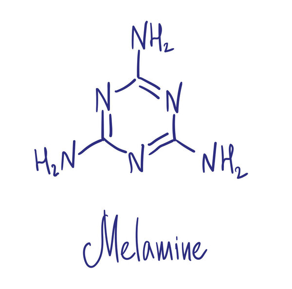 Химическая структура меламина. Векторная иллюстрация