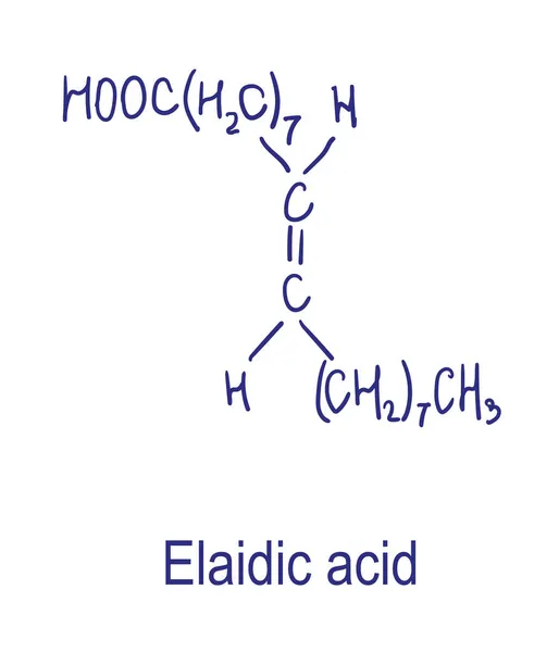 Estructura Química Ácido Elaidico Ilustración Vectorial Dibujado Mano — Vector de stock