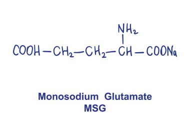 Monosodium glutamate MSG chemical structure. Vector illustration Hand drawn clipart