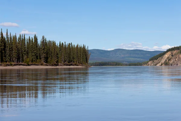 Collines de la taïga au fleuve Yukon près de Dawson — Photo