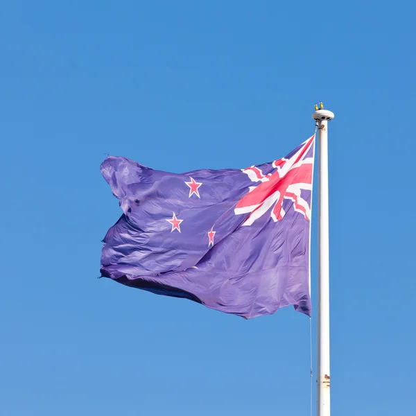New Zealand national flag banner flying on pole — Stock Photo, Image