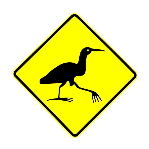 NZ Attention Bittern Crossing Road Sign on White — Stock Photo, Image